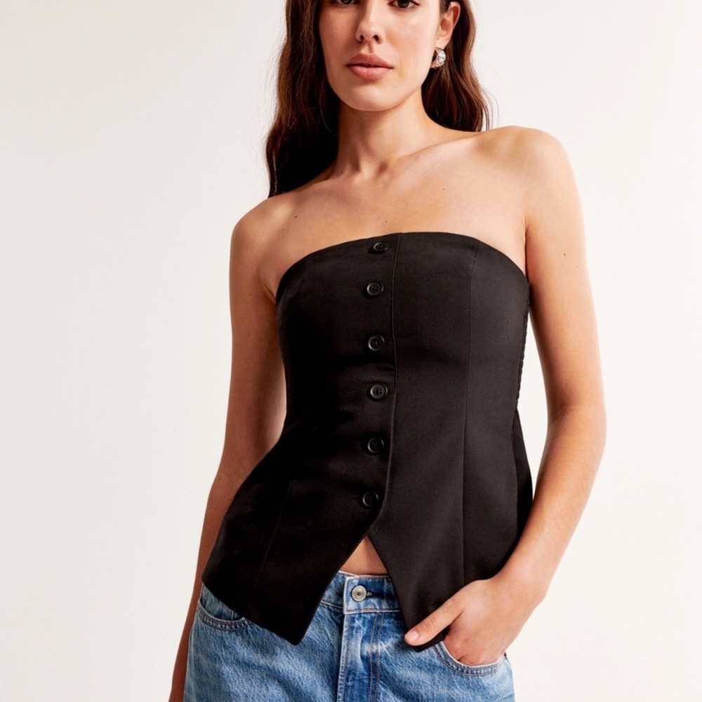 Tailored Button-Through Tube Top